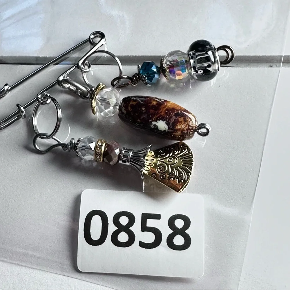 Brooch | Hand Crafted | Glass Beaded |  Pin Artisan Multicolor Wire-Wrapped OOAK